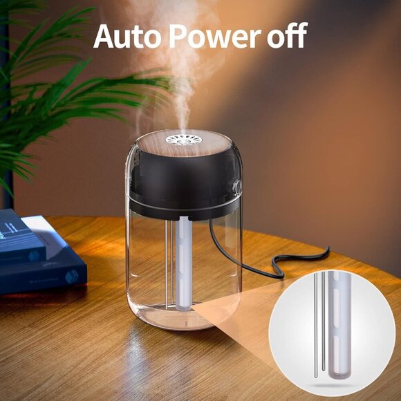 Portable Mini Humidifier, 500ml Desk Plant Humidifier, USB Personal for Bedroom, - Picture 5 of 9